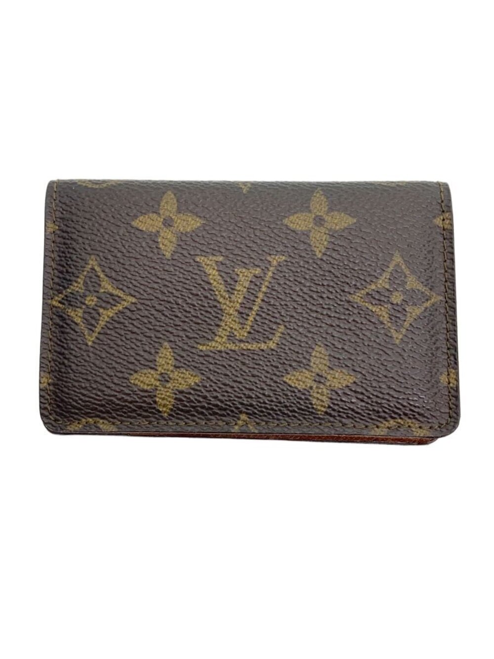 LOUIS VUITTON Pochette Carte Visite Monogram Canvas Leather Brown